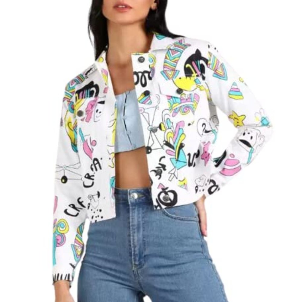 Sleeve Graphic Print Women Casual Jacket